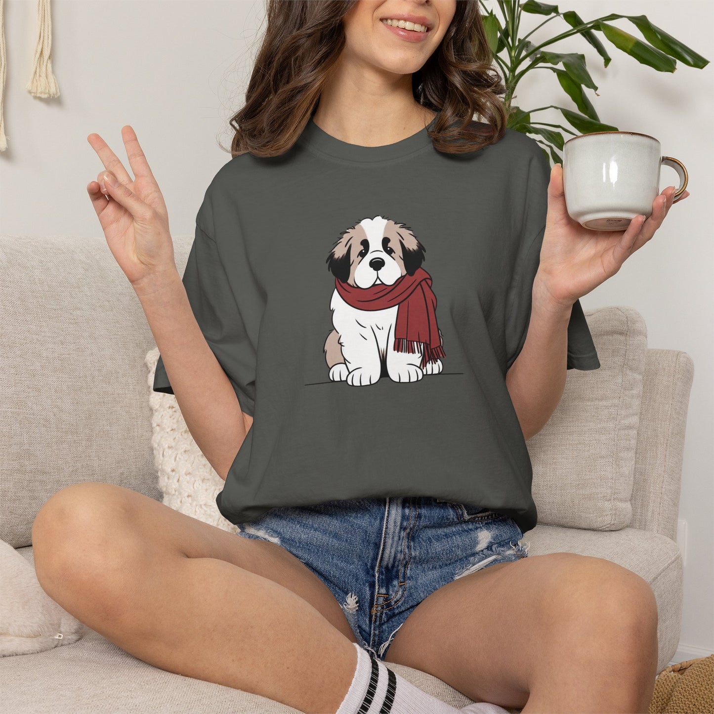 Winter Saint Bernard Comfort Colors Tee