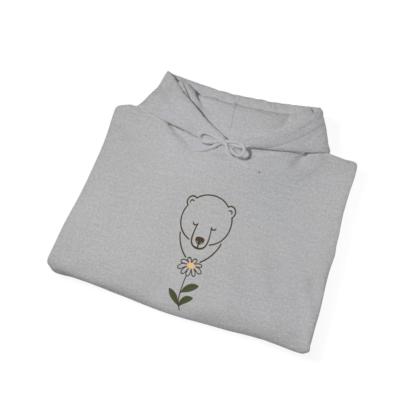 Minimalist Polar Bear & Daisy Hoodie