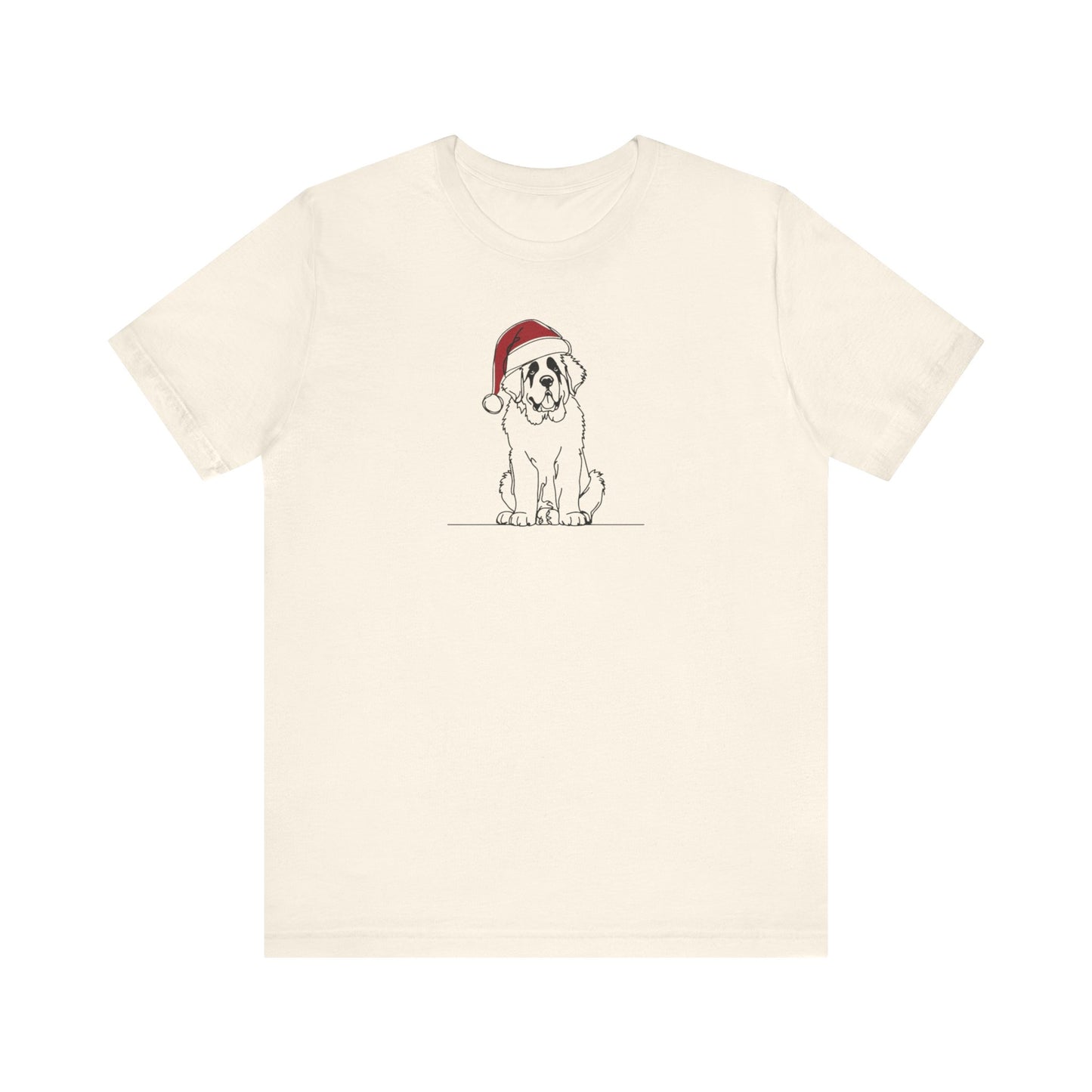 St. Bernard Santa Hat T-Shirt, Minimalist Holiday Dog Graphic Tee | Stompy Paws