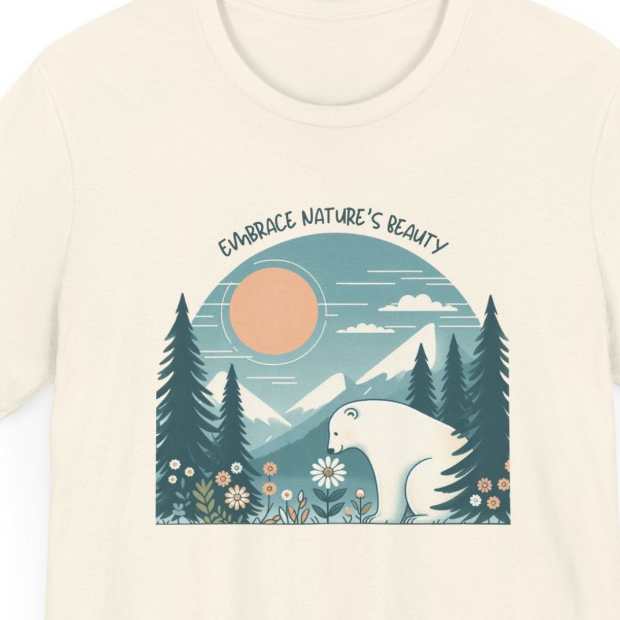 Embrace Nature’s Beauty Polar Bear Tee – Peaceful Wildflower Forest - Stompy Paws