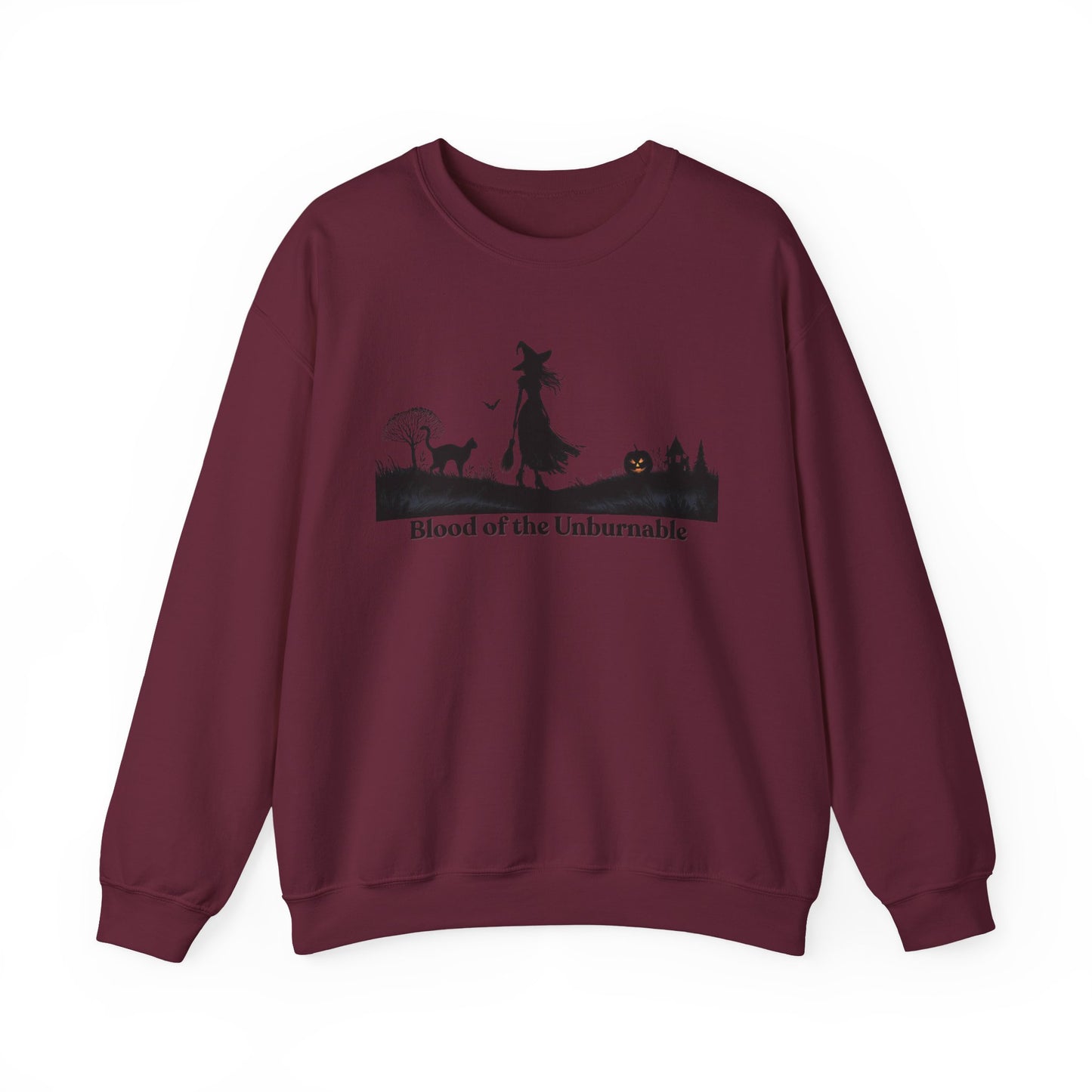 Blood of the Unburnable Witch Sweatshirt, Gothic Halloween Crewneck, Dark Witchy Sweater