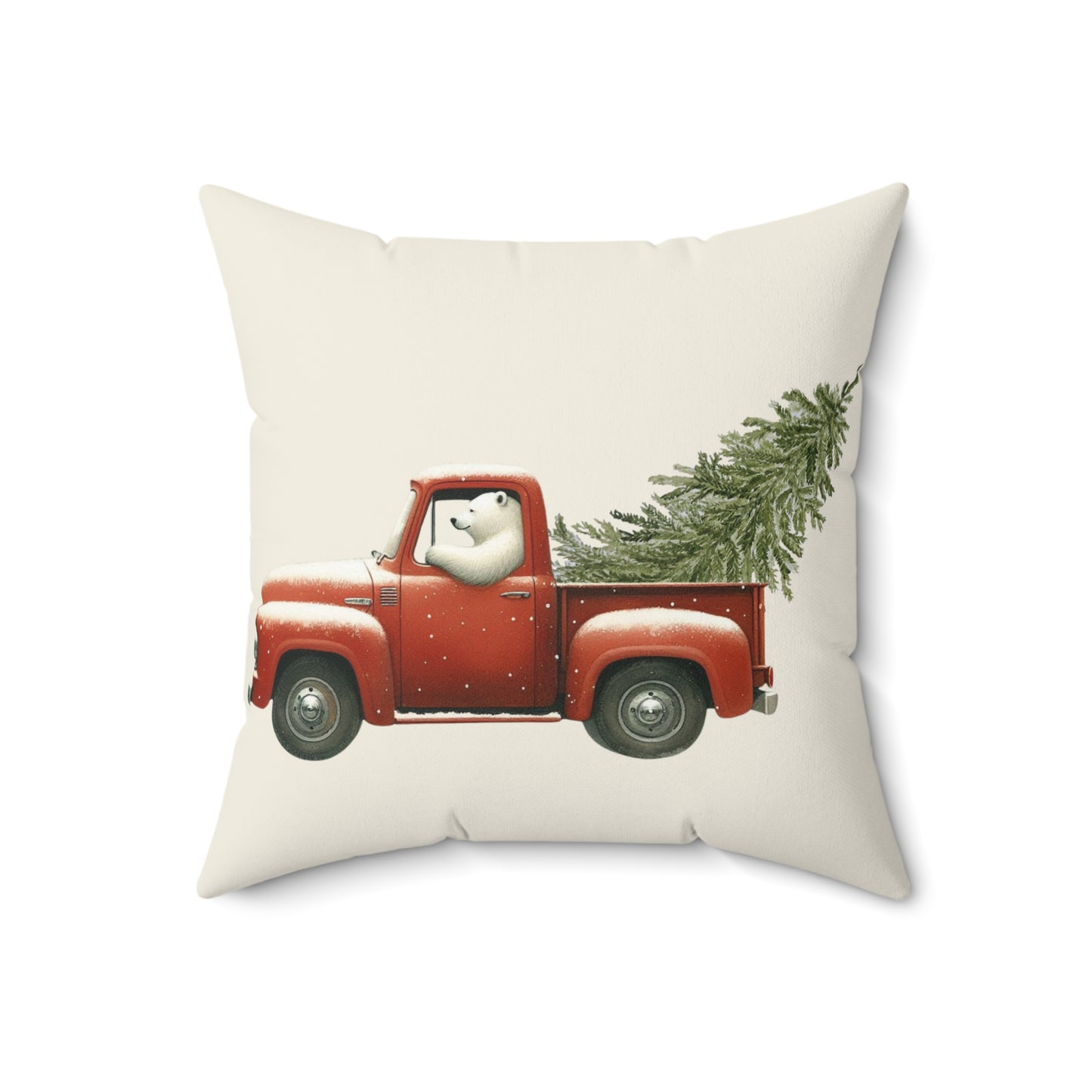 Vintage Polar Bear Truck Throw Pillow