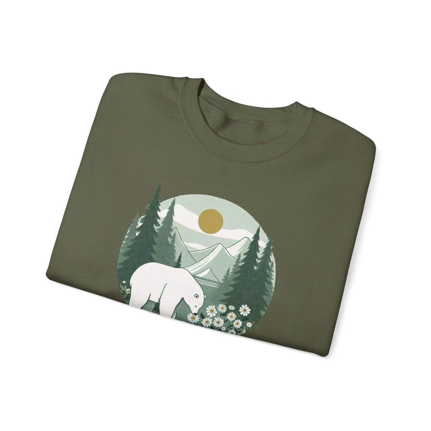 Polar Bear in the Pines Sweatshirt | Cozy Nature-Inspired Crewneck