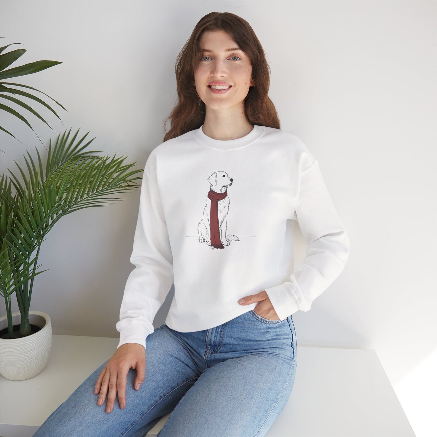 Golden Retriever Scarf Premium Sweatshirt | Cozy Den Edition