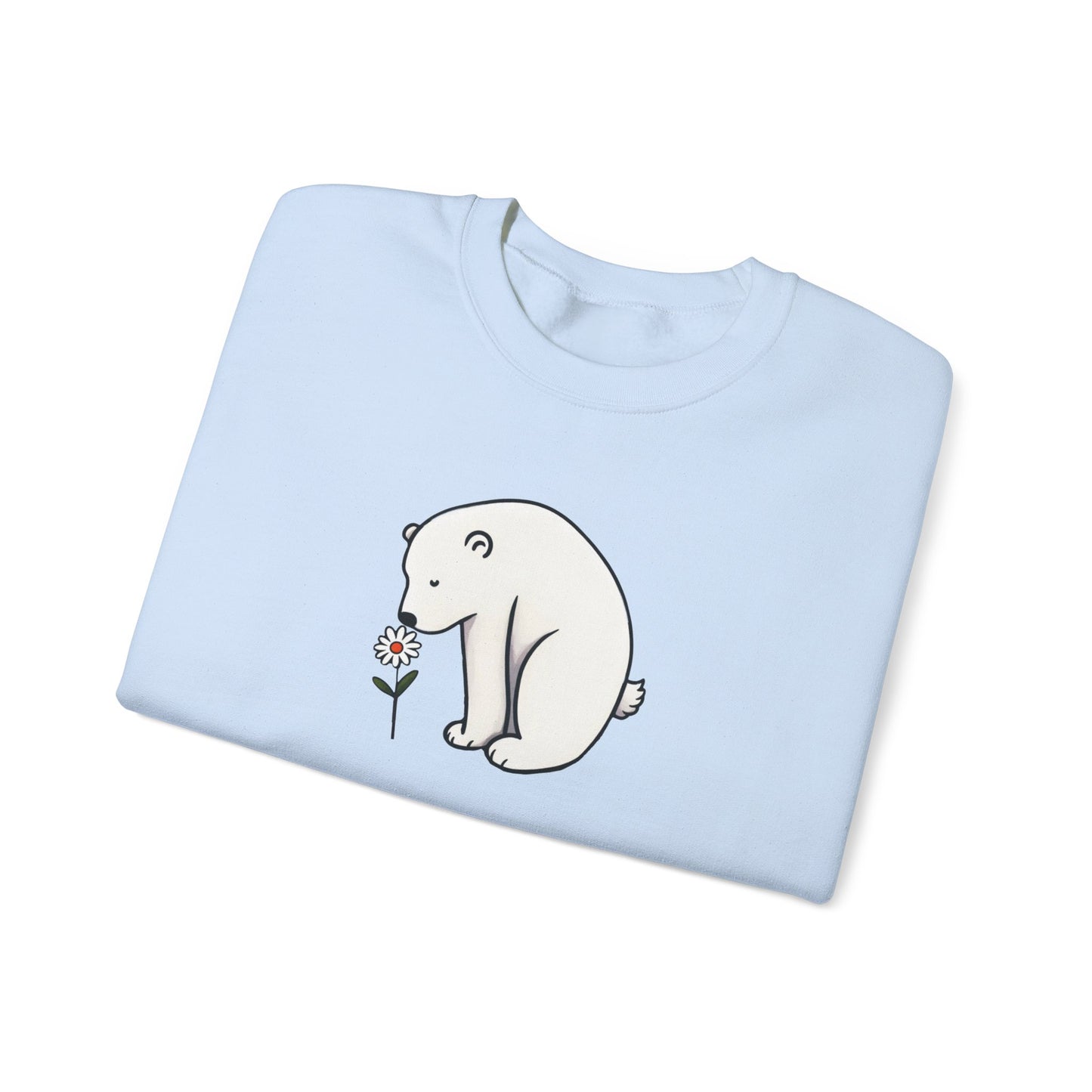 Minimalist Polar Bear Sweatshirt, Daisy Nature Design, Gentle Cozy Fleece