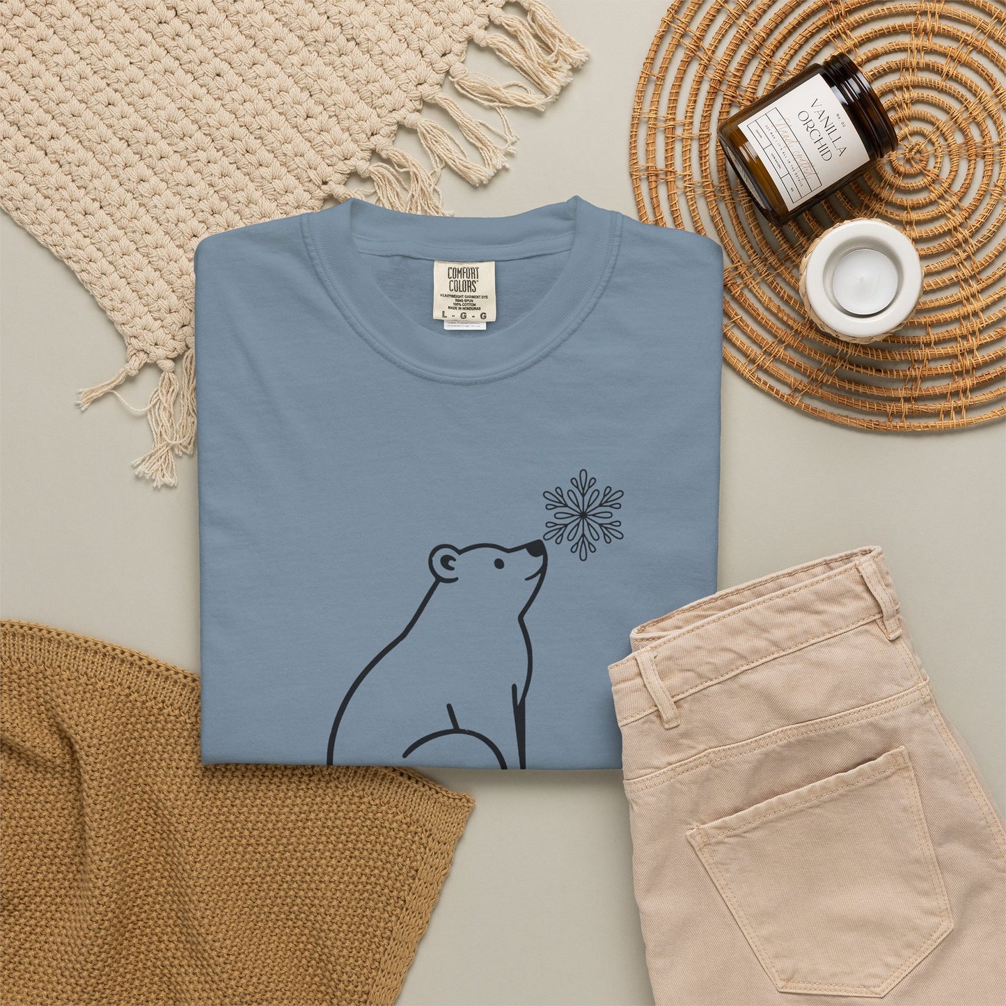 Comfort Colors Polar Bear Snowflake Tee