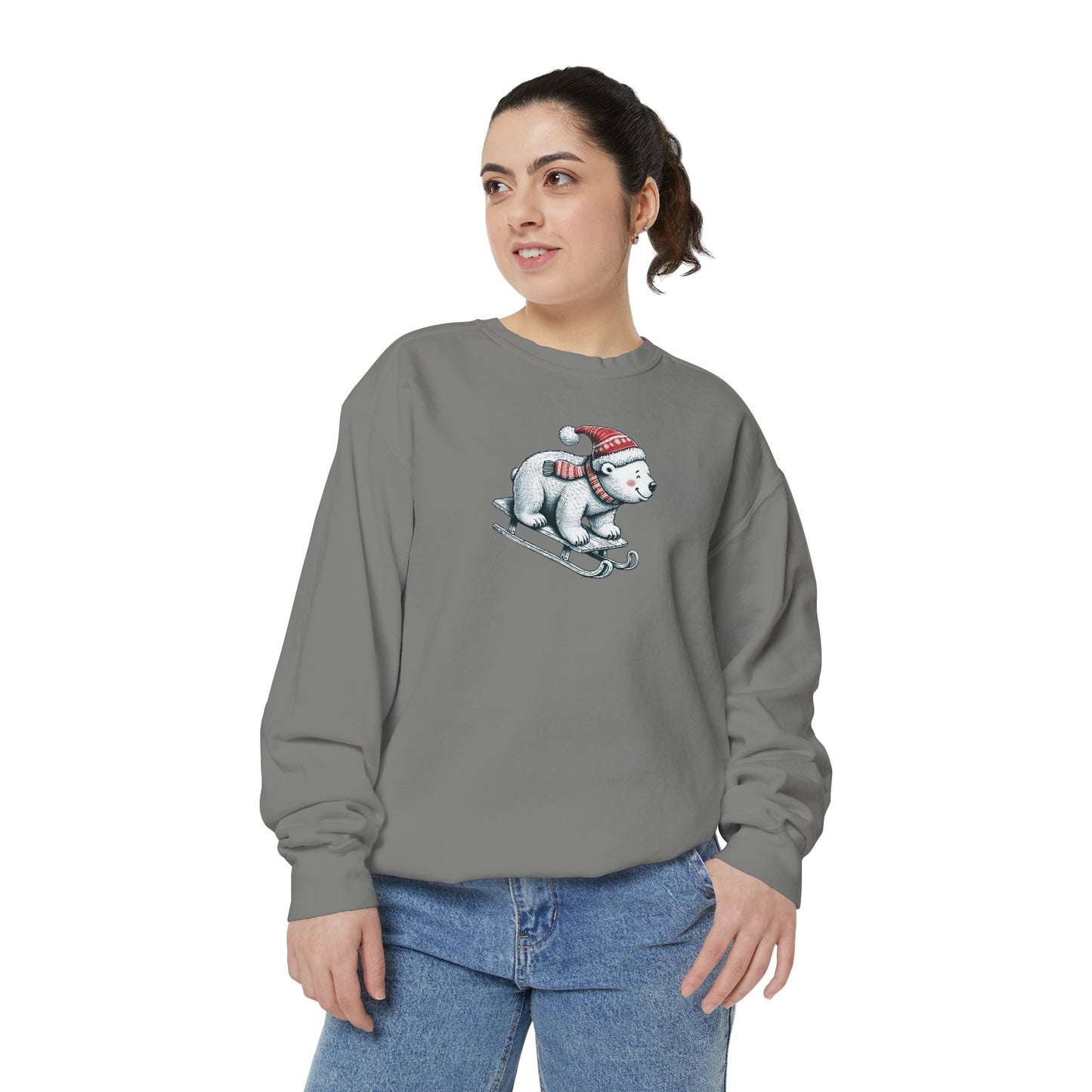 Let It Snow Polar Bear Comfort Colors Sweatshirt