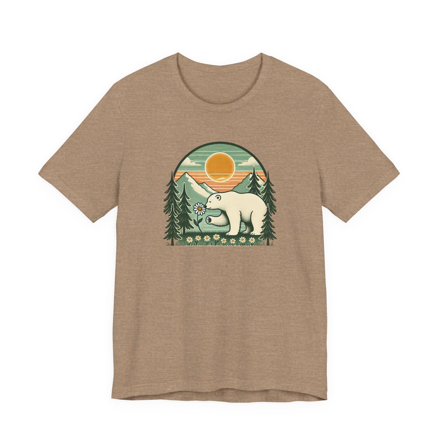 Polar Bear Daisy Tee | Nature Graphic T-Shirt