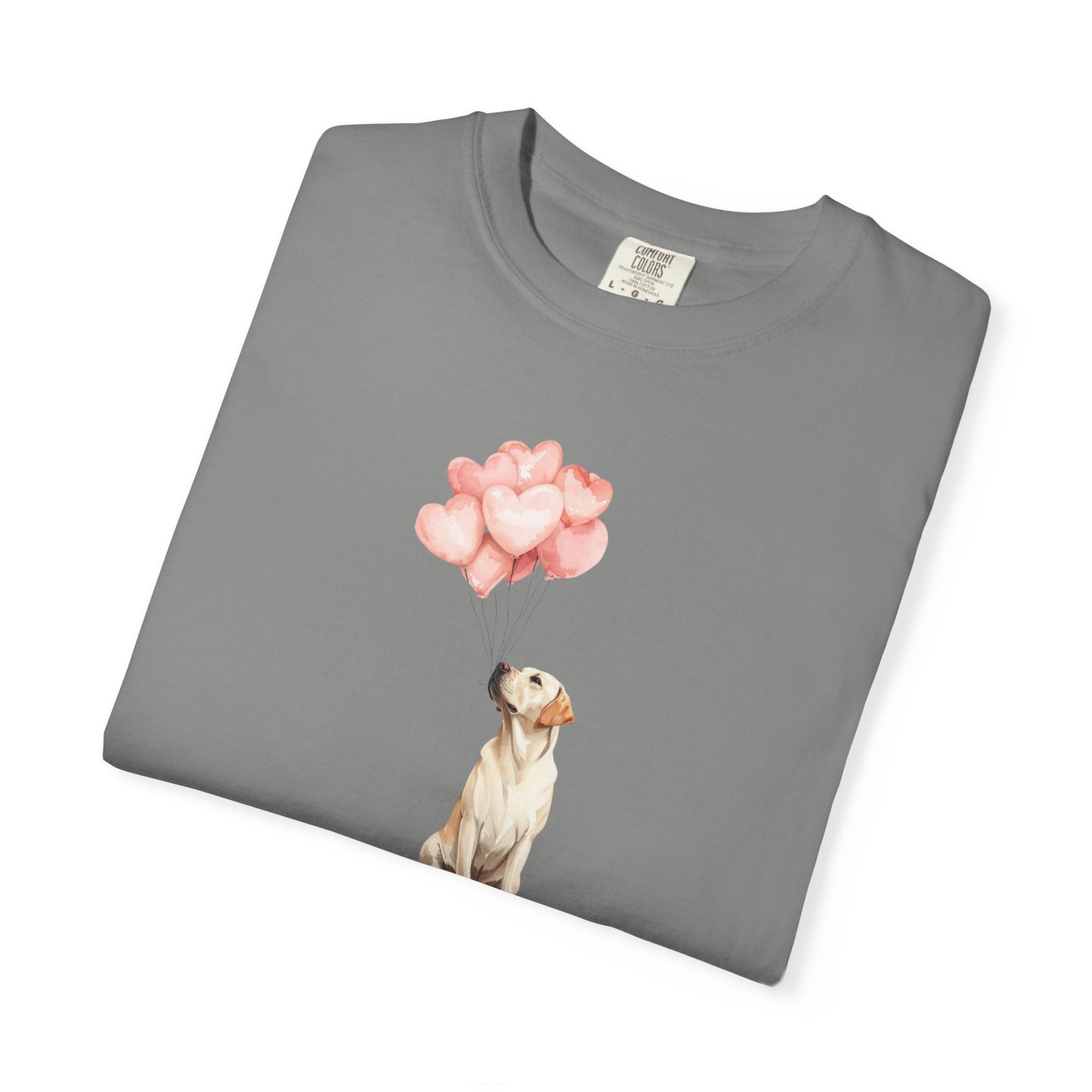 Yellow Labrador with Heart Balloons Tee