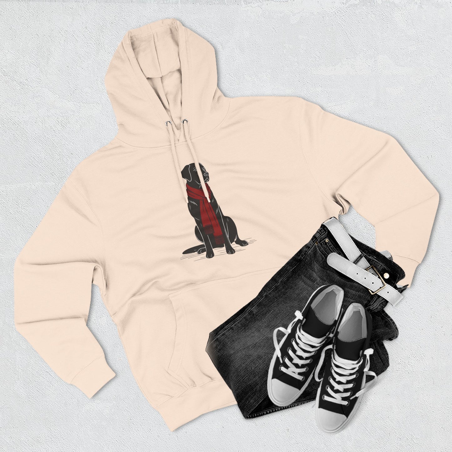 Black Lab Red Scarf Hoodie
