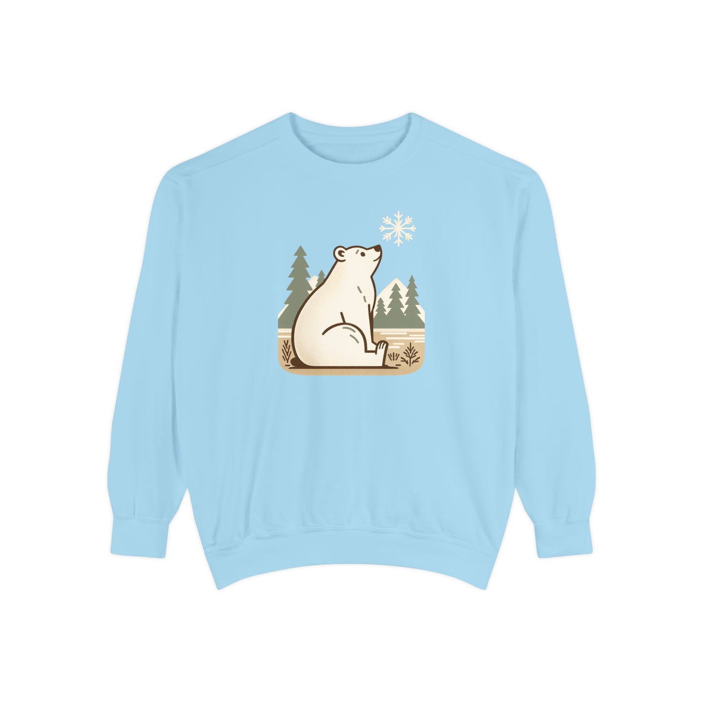 Polar Bear Snowflake Comfort Colors Sweatshirt