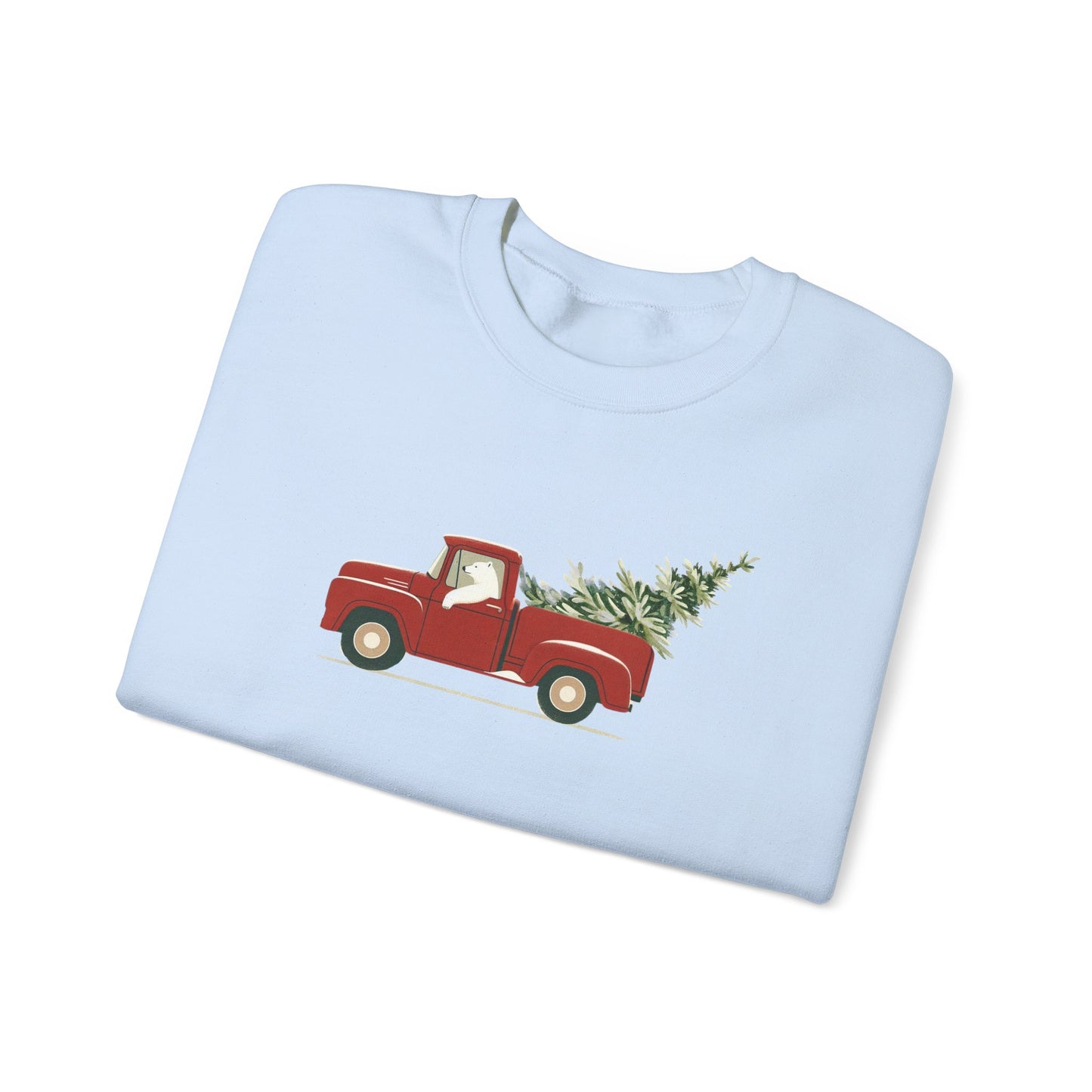 Polar Bear Christmas Truck, Cozy Red Vintage Truck Design Sweatshirt
