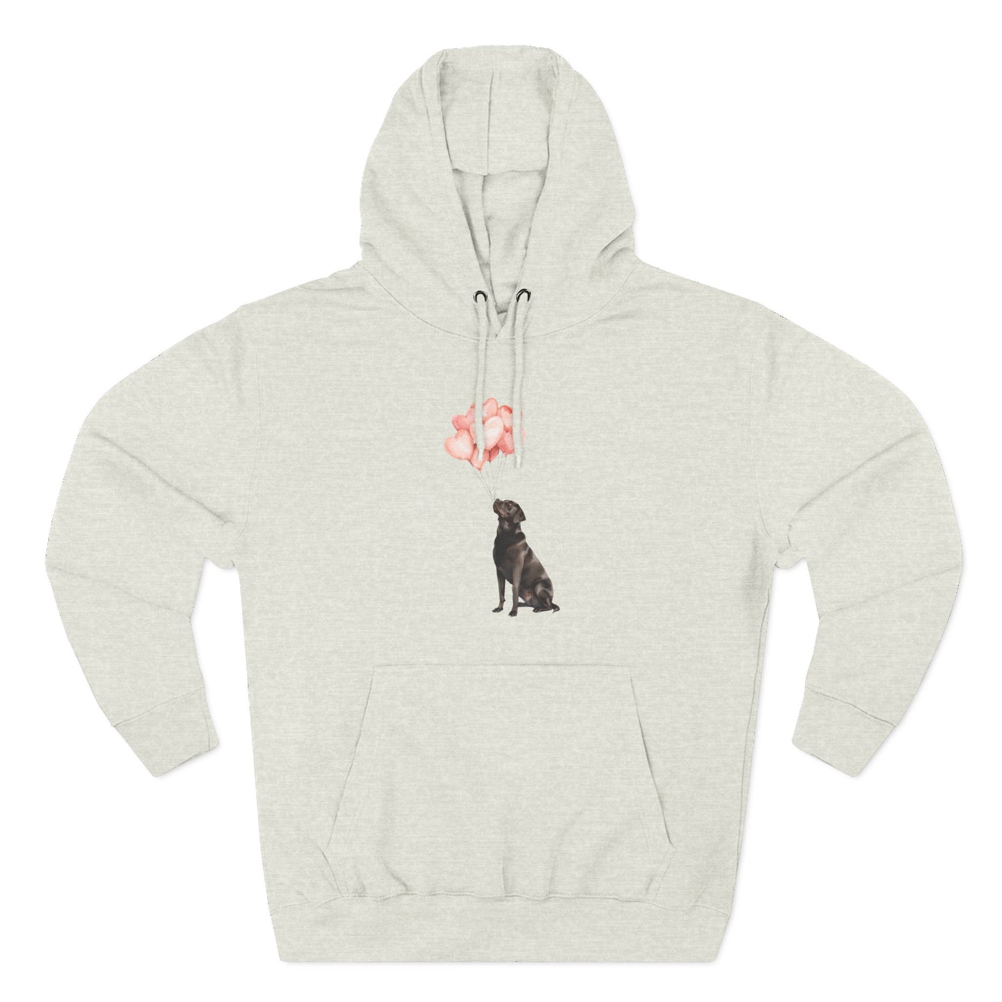 Black Labrador with Heart Balloons Hoodie