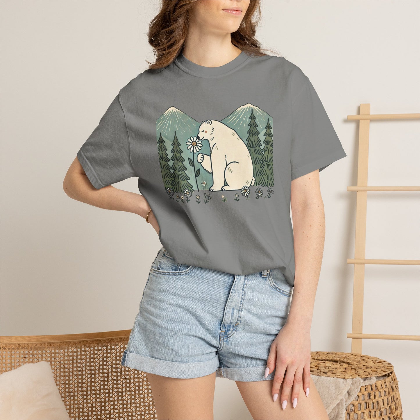 Woodland Polar Bear Comfort Colors Tee