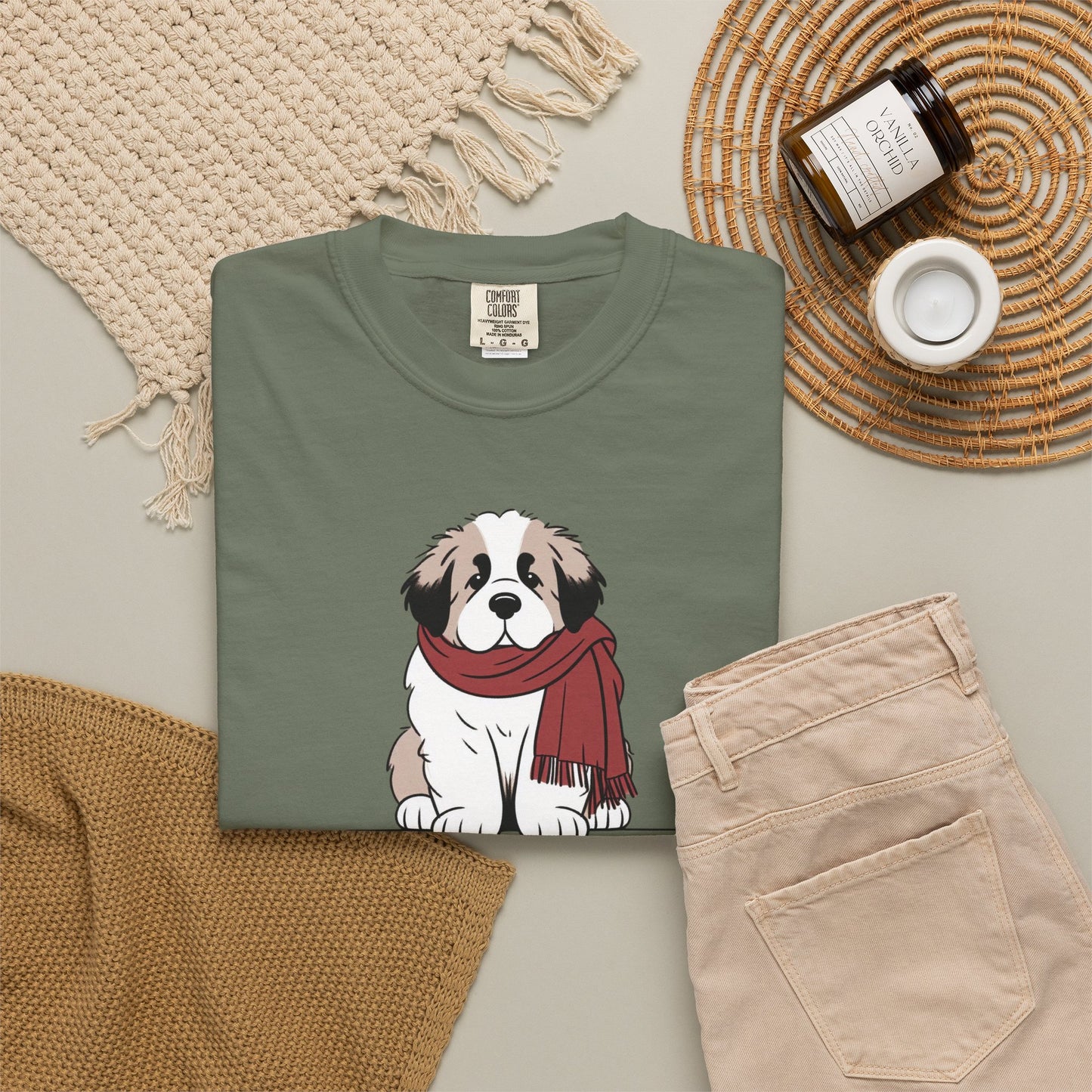 Winter Saint Bernard Comfort Colors Tee