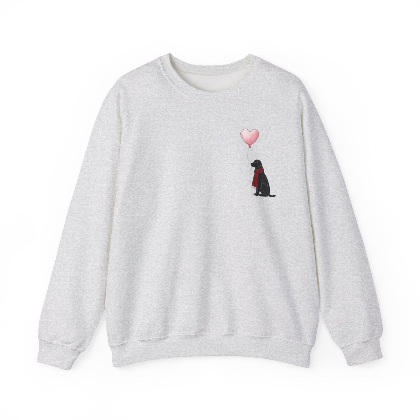 Black Labrador with Heart Balloon Sweatshirt