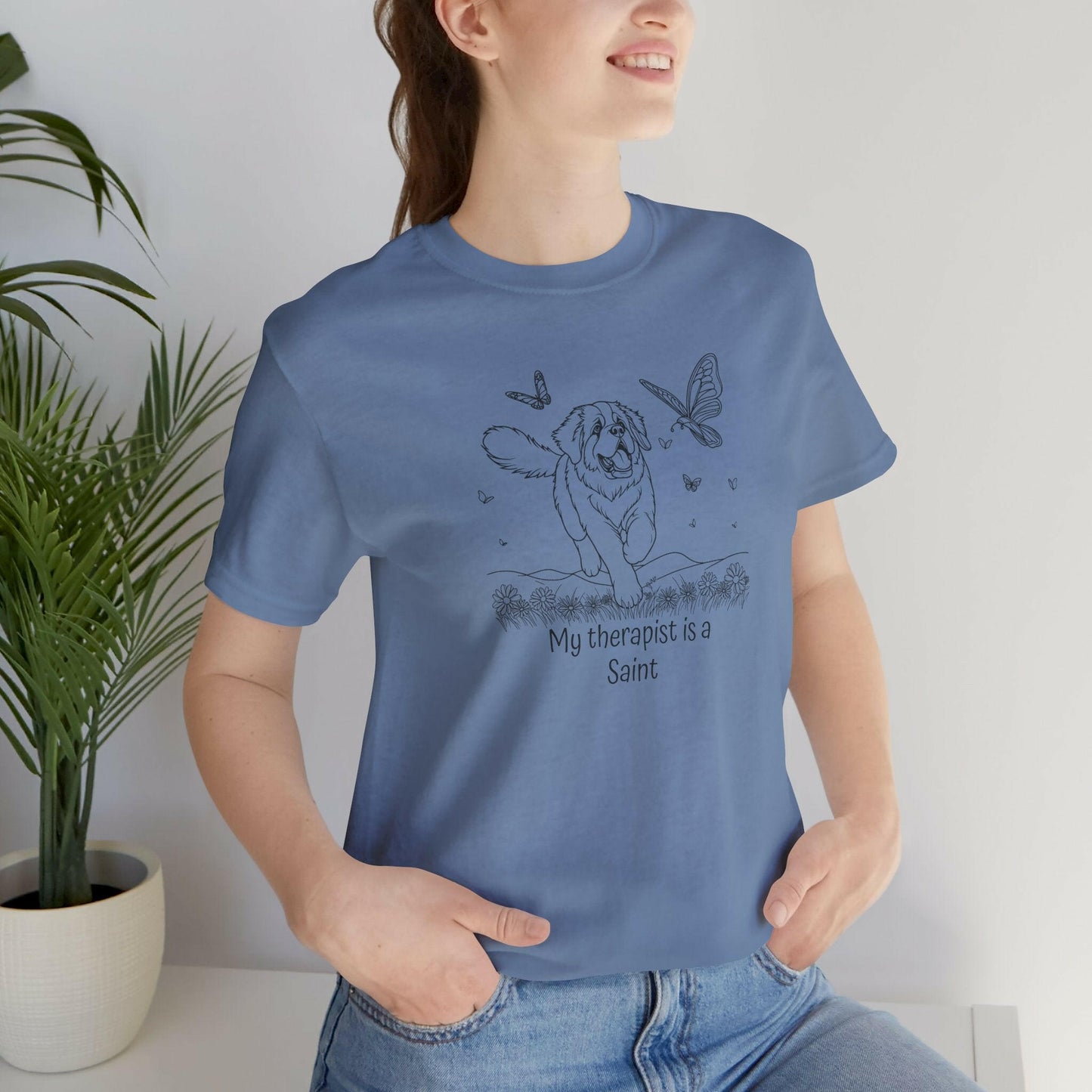 Cute Saint Bernard Dog Therapy T-Shirt - "My therapist is a Saint"