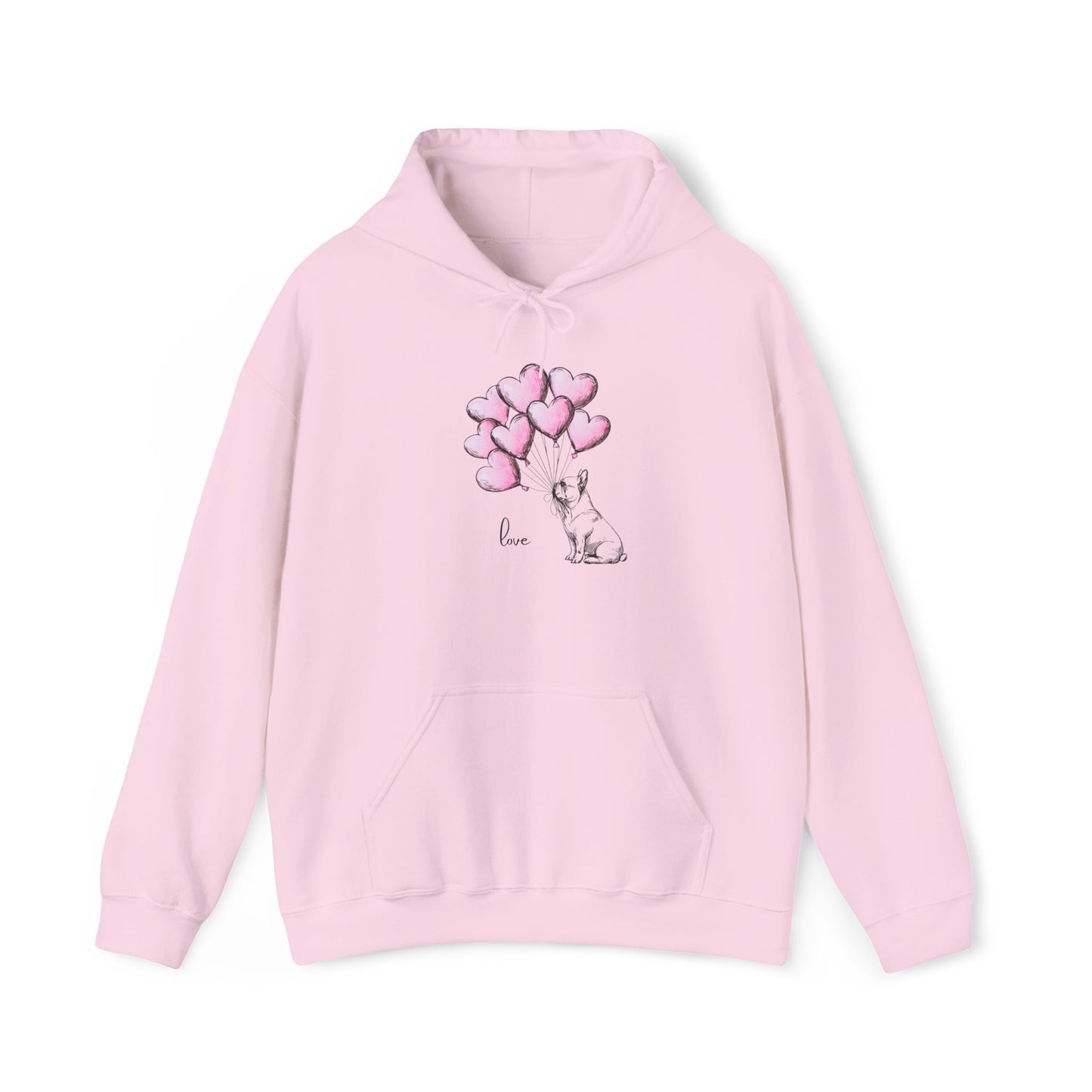 French Bulldog Love Hoodie, Heart Balloon Dog Sweatshirt