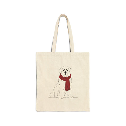 Saint Bernard Scarf Bear Premium Canvas Tote | Cozy Den Edition
