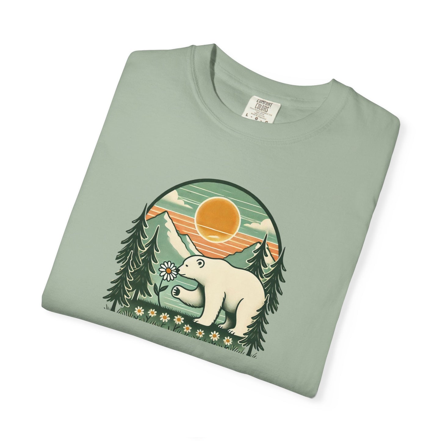 Polar Bear Daisy Sunset Comfort Colors Tee