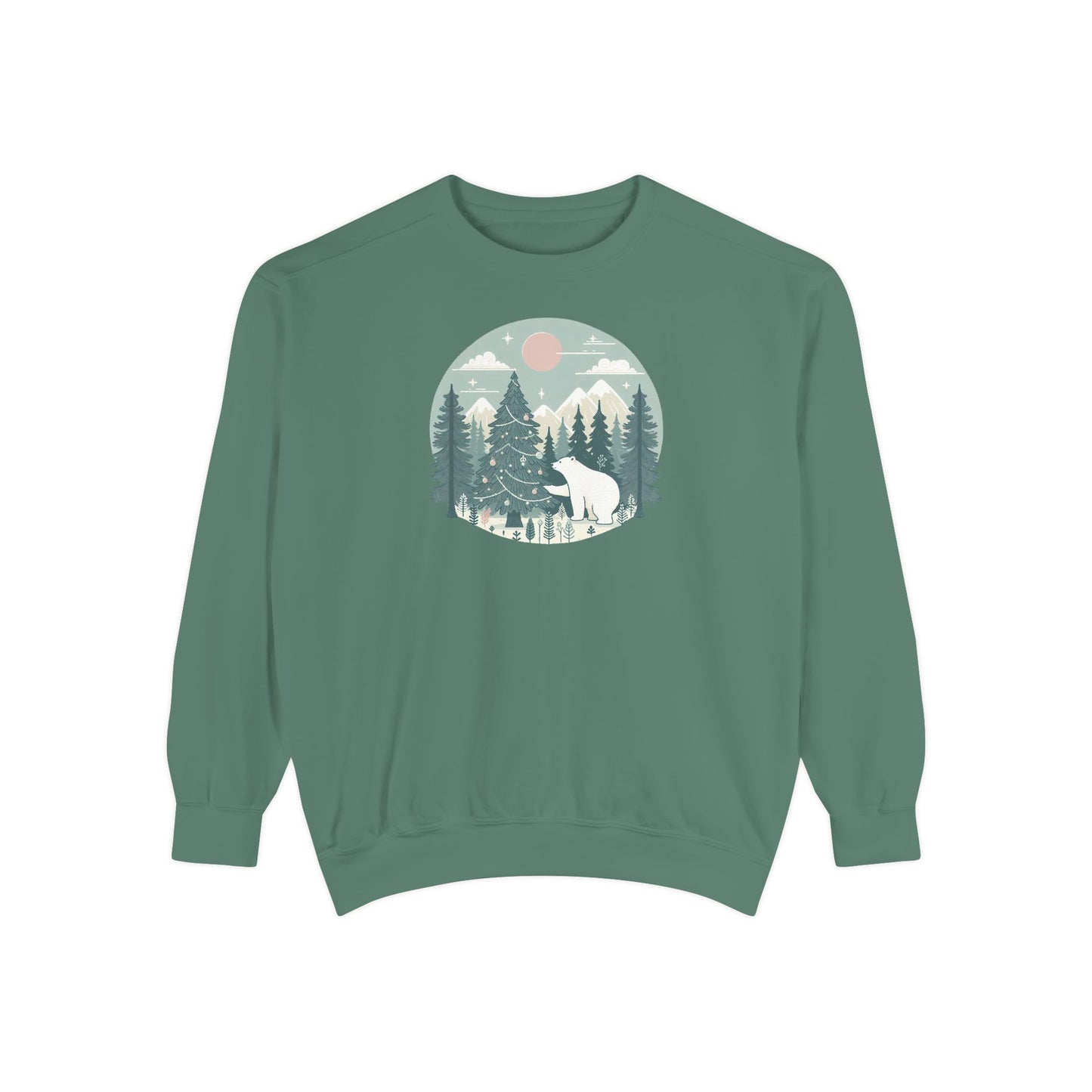Winter Forest Polar Bear Comfort Colors Crewneck