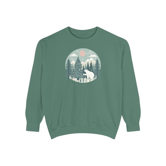 Winter Forest Polar Bear Comfort Colors Crewneck