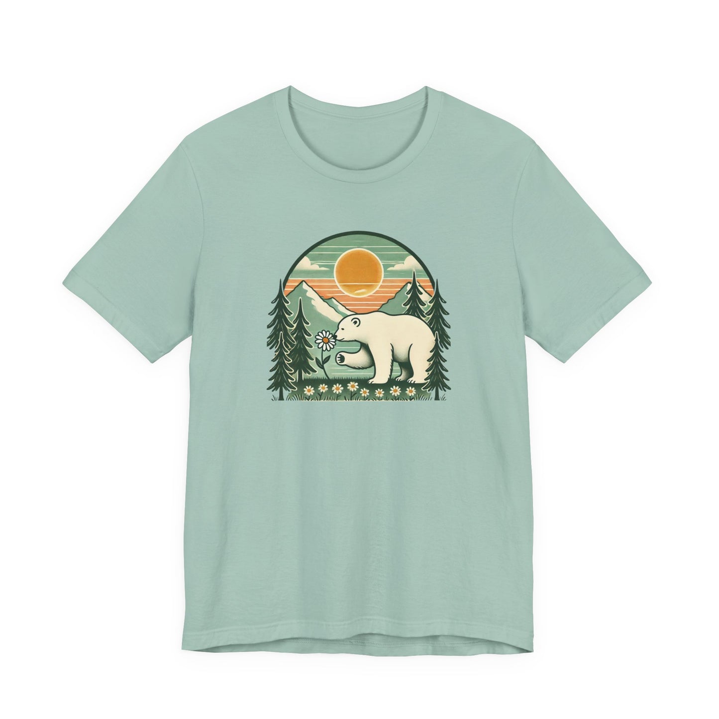 Polar Bear Daisy Tee | Nature Graphic T-Shirt