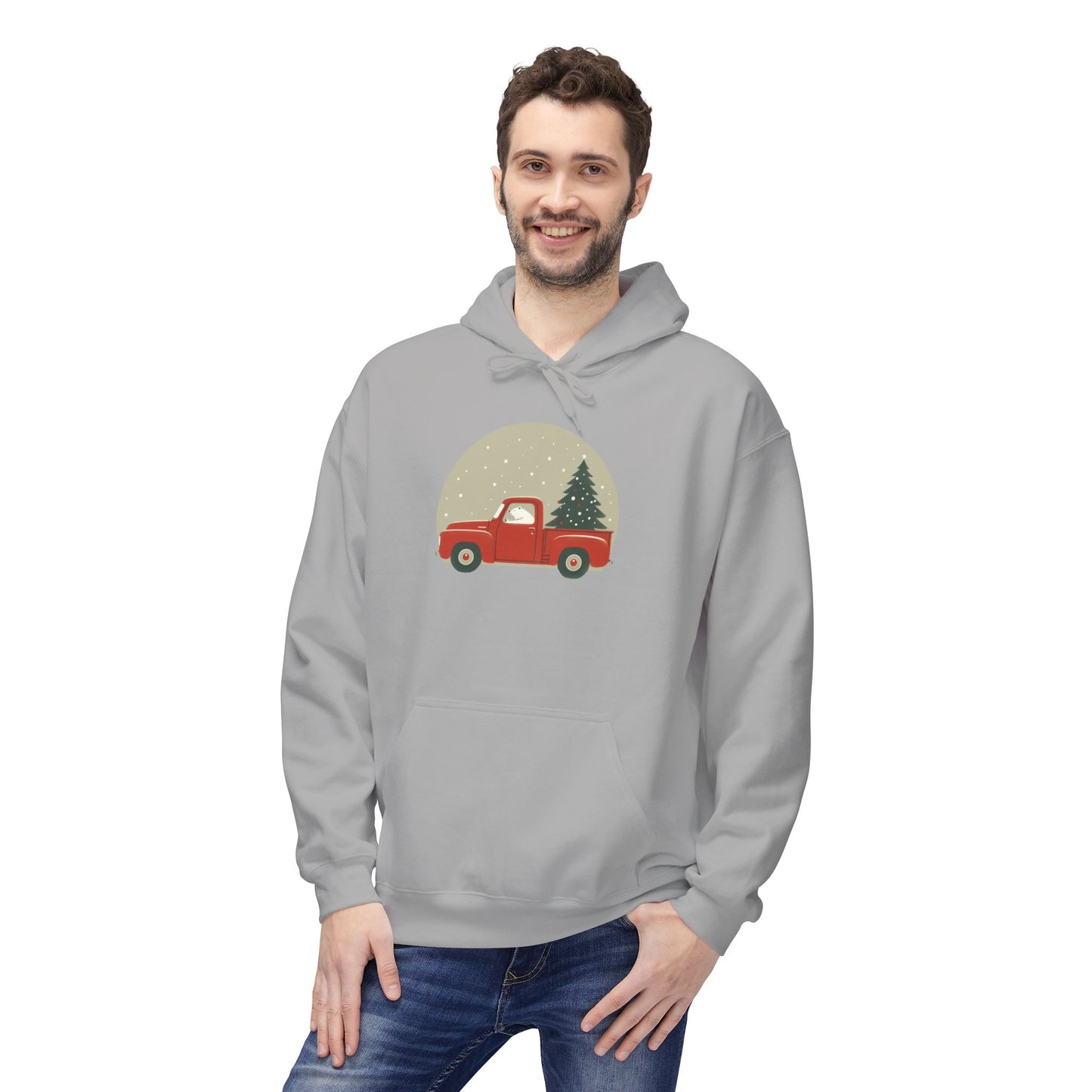 Snow Globe Delivery, Polar Bear Christmas Truck Design Midweight Hoodie