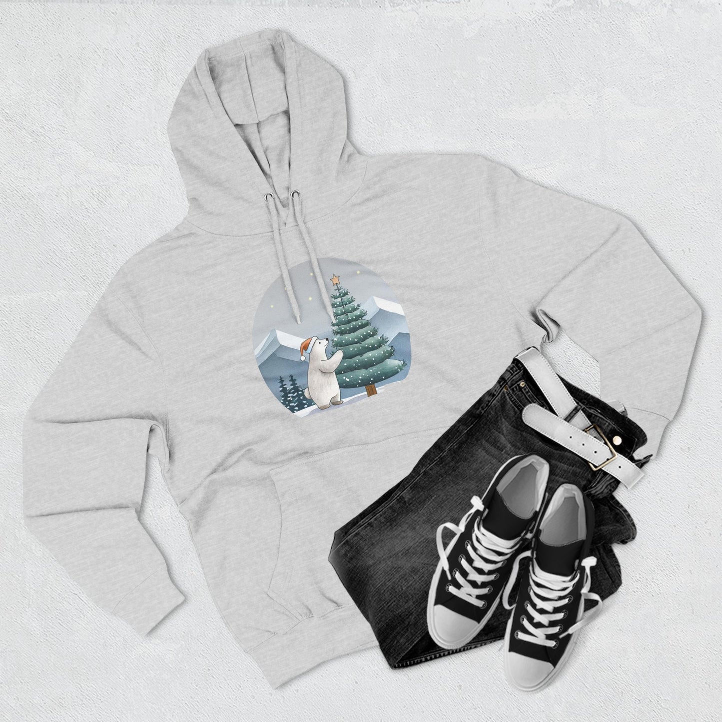 Cozy Polar Bear Christmas Tree Hoodie