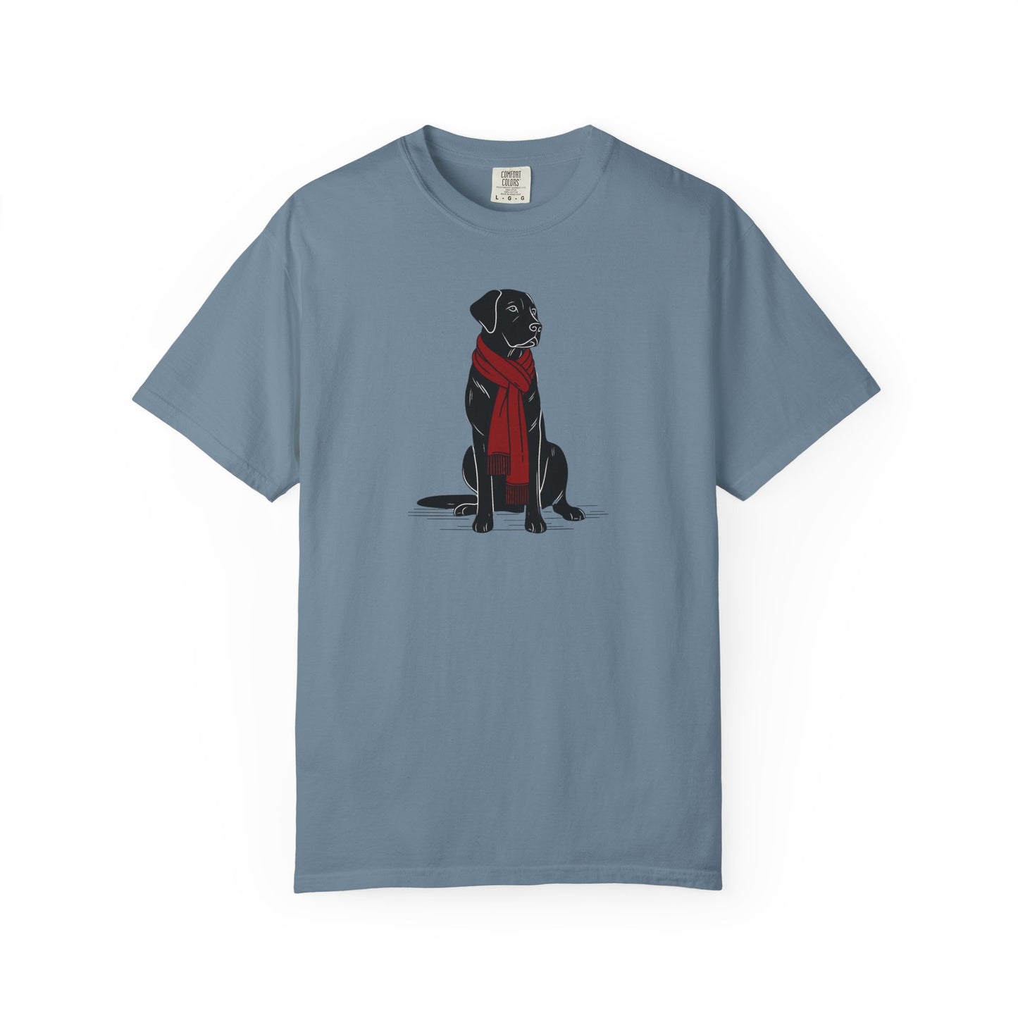 Black Lab Red Scarf Comfort Colors Tee