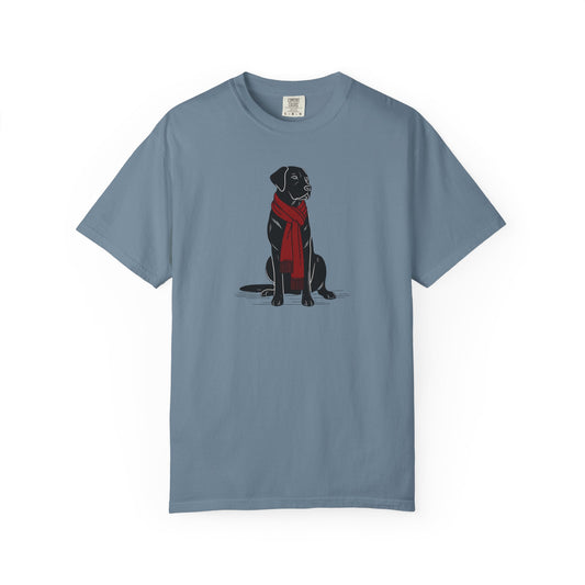 Black Lab Red Scarf Comfort Colors Tee