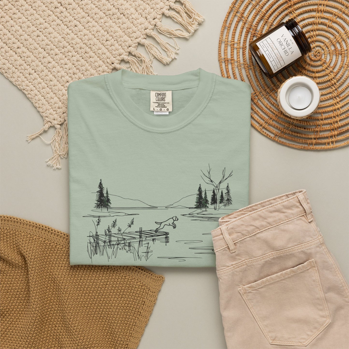 Minimalist Lake Dog Comfort Colors Tee