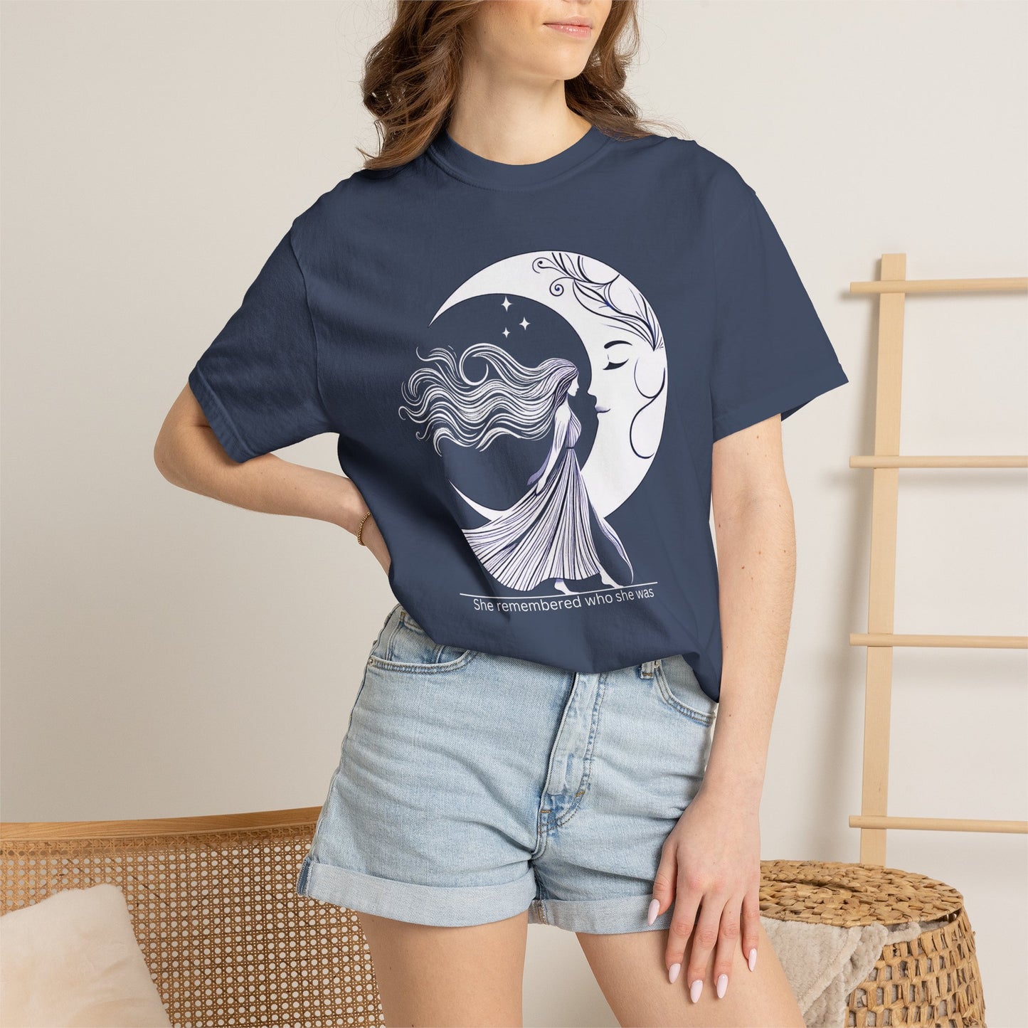 Moon Goddess T-Shirt — "She Remembered Who She Was" Inspirational Graphic Tee