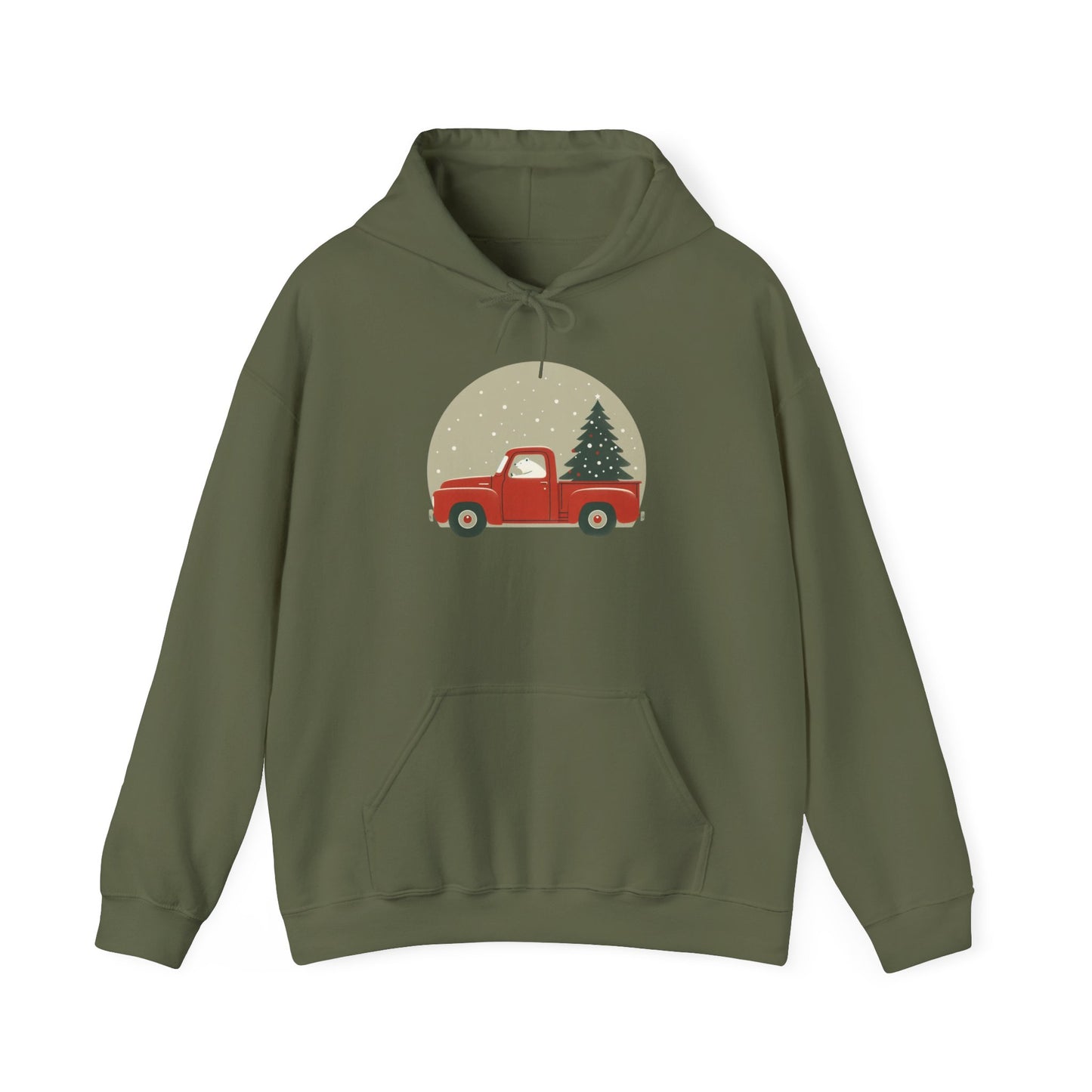 Snow Globe Delivery, Polar Bear Christmas Truck Design Heavyweight Hoodie