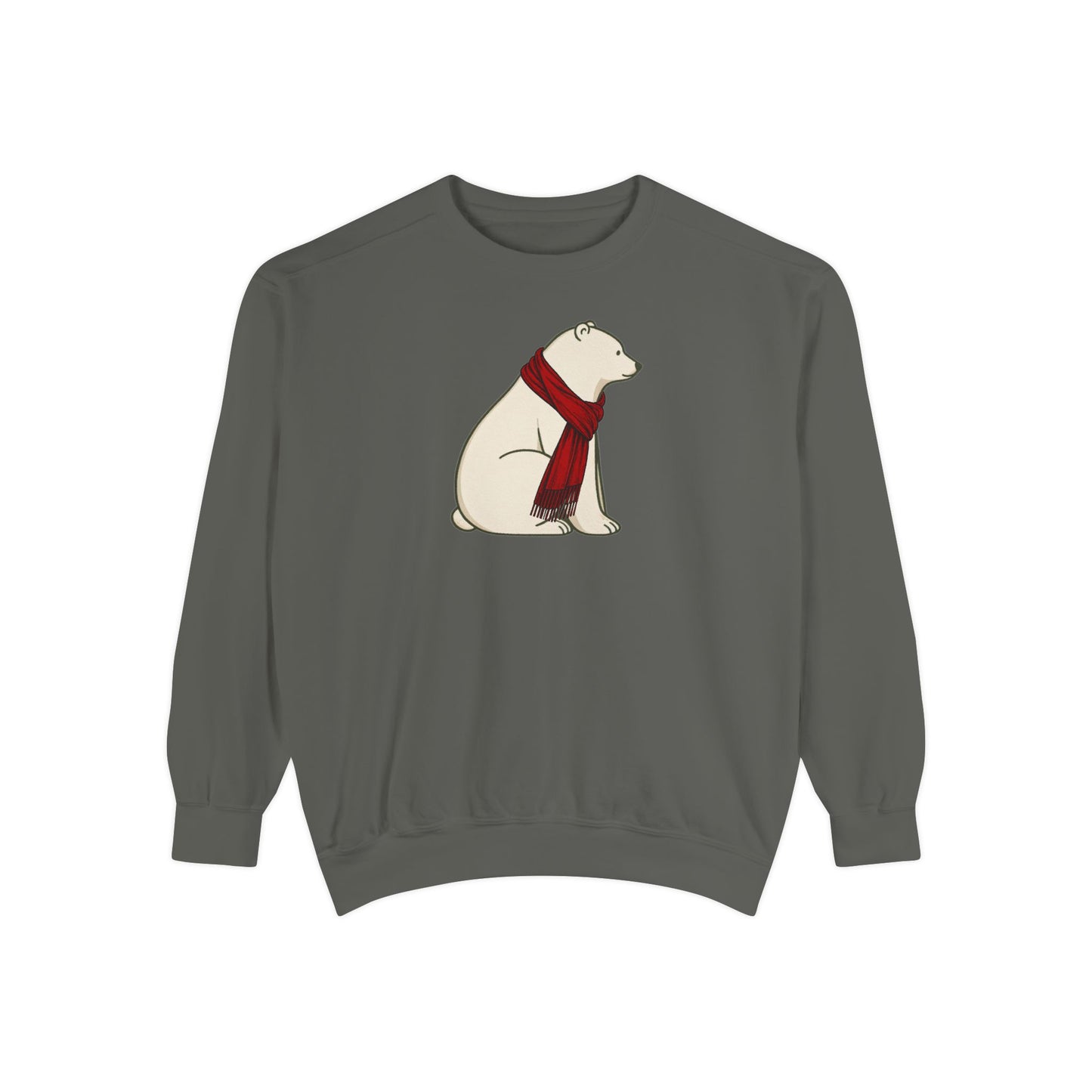 Polar Bear Scarf Sweatshirt | Cozy Winter Bear Crewneck