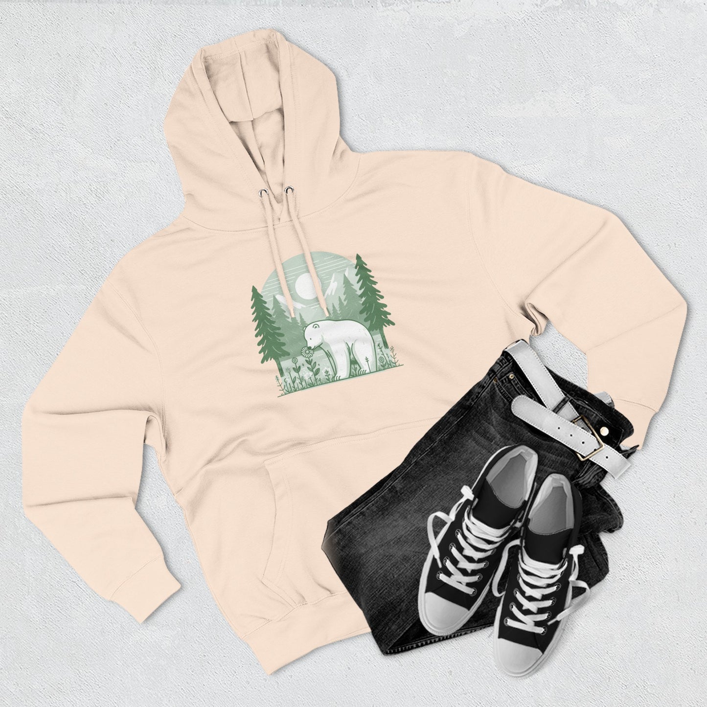Polar Bear Forest Bloom Hoodie