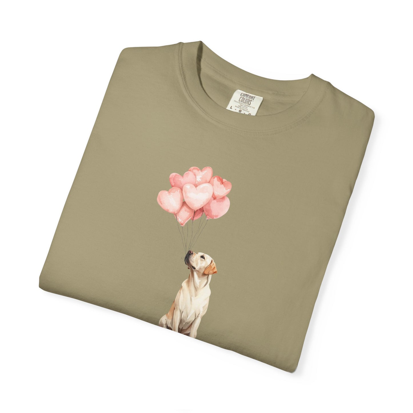 Yellow Labrador with Heart Balloons Tee