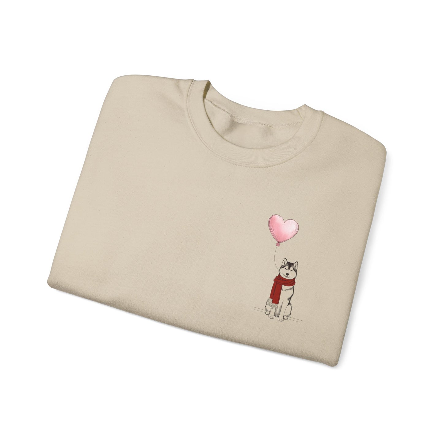 Siberian Husky with Heart Balloon Sweatshirt