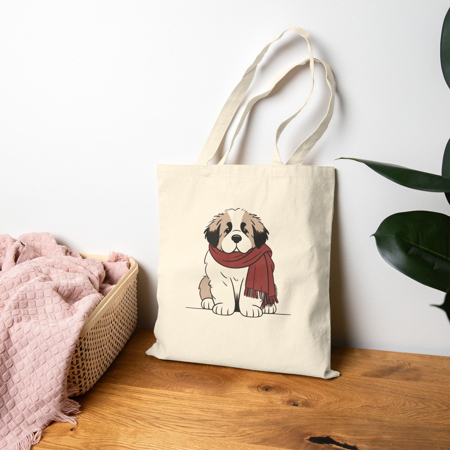 Winter Saint Bernard Tote Bag