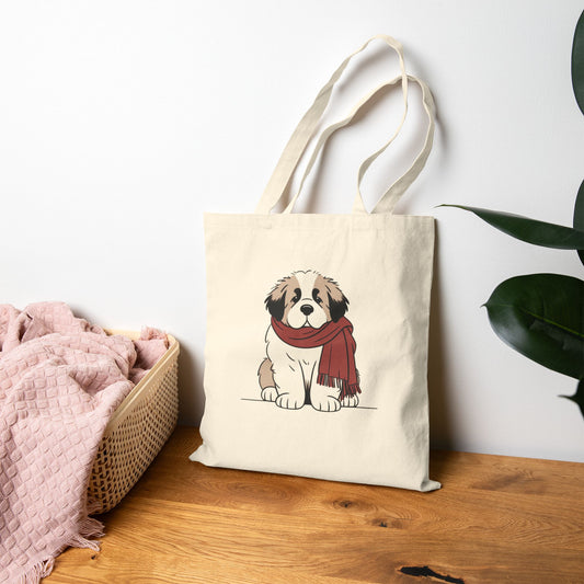 Winter Saint Bernard Tote Bag