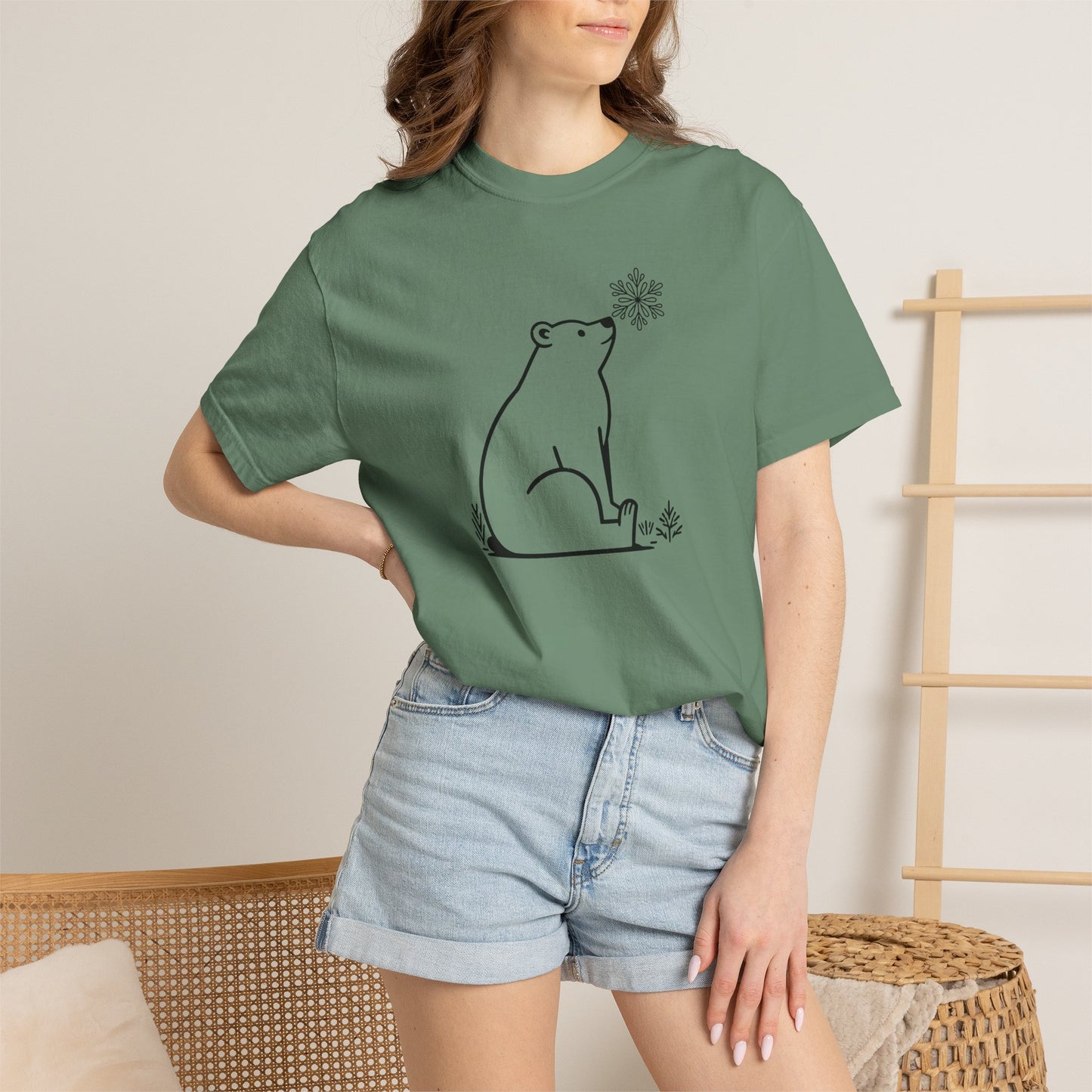 Comfort Colors Polar Bear Snowflake Tee