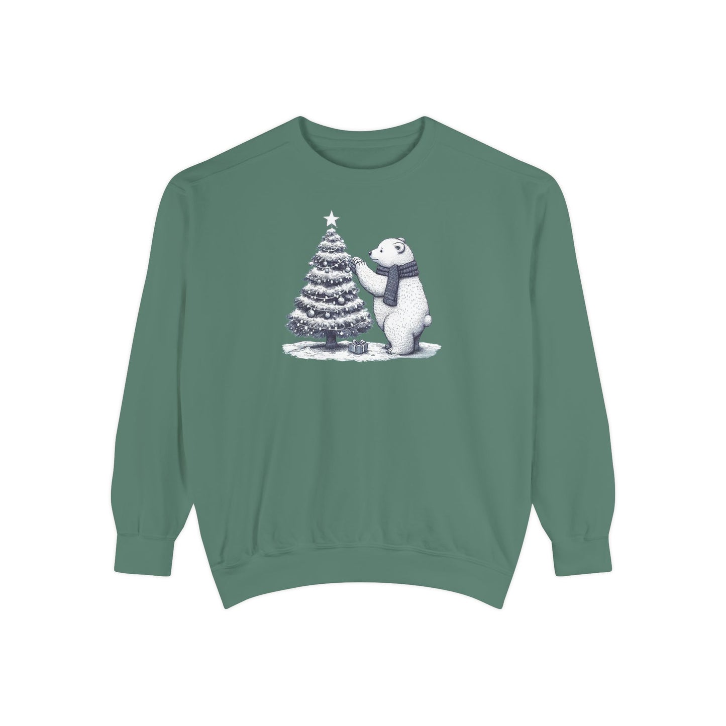 Vintage Polar Bear Christmas Tree Comfort Colors Sweatshirt