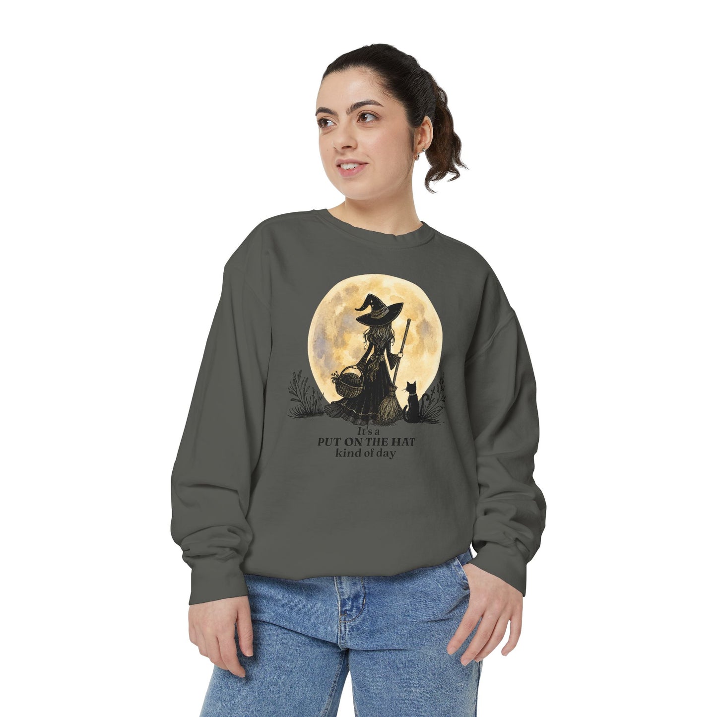 It's a Put on the Hat Kind of Day | Cozy Witch Moon Crewneck Sweatshirt