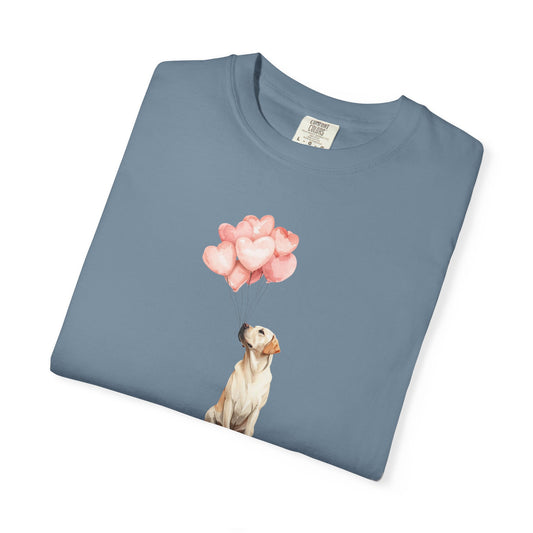 Yellow Labrador with Heart Balloons Tee