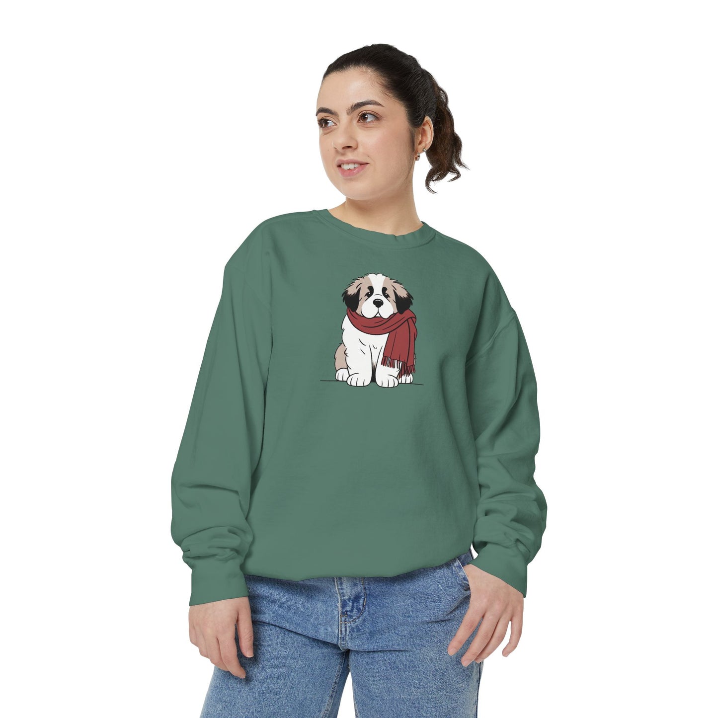 Saint Bernard Scarf Puppy Premium Sweatshirt | Cozy Den Edition