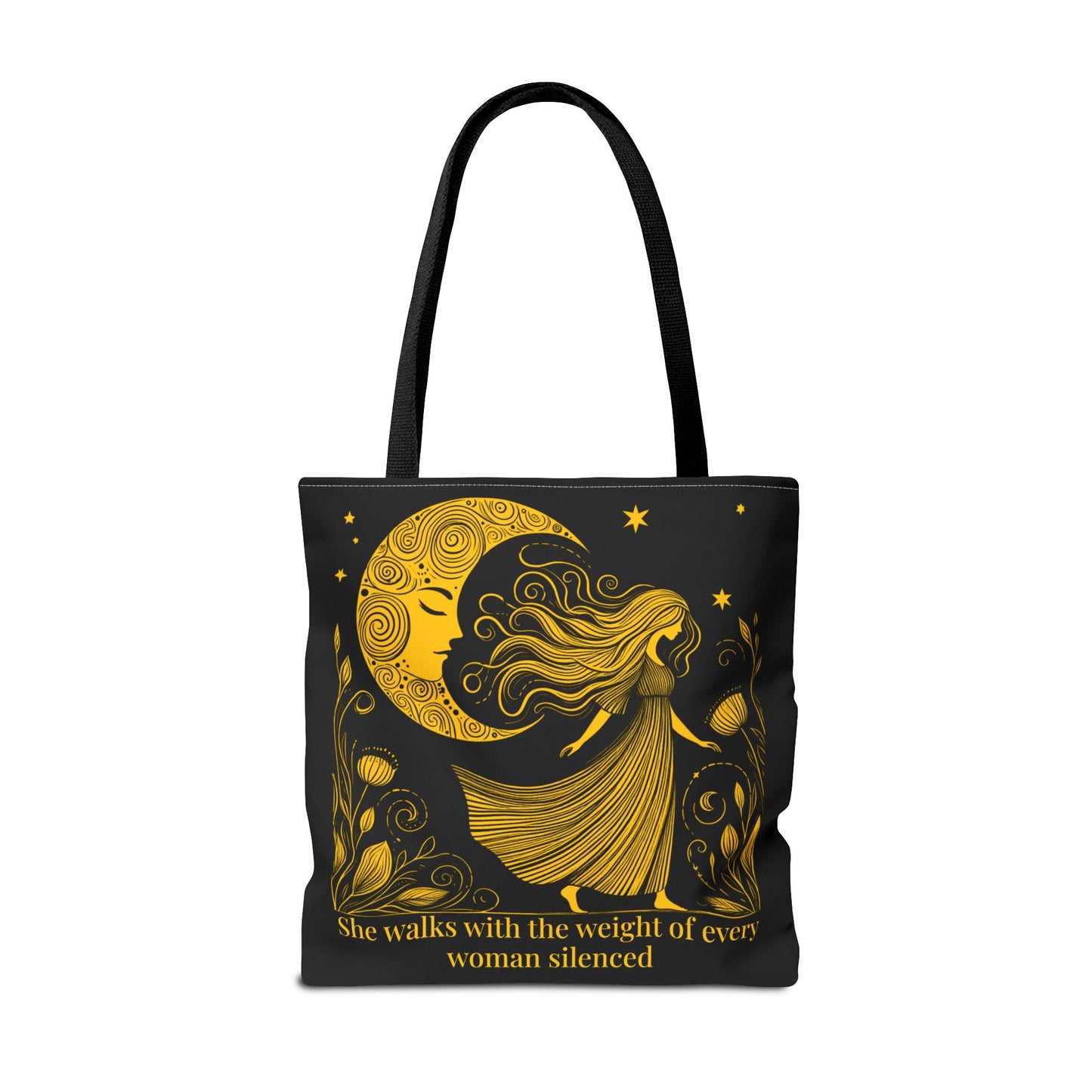 She Walks Feminist Tote | Moon Goddess Empowerment Bag