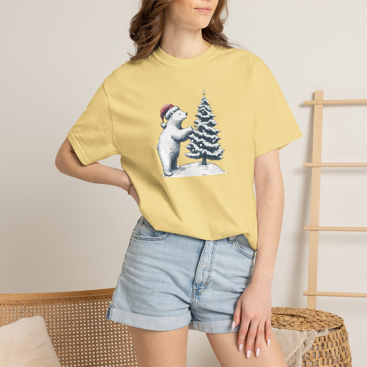 Polar Bear Christmas T-Shirt | Christmas Tree Comfort Colors Tee