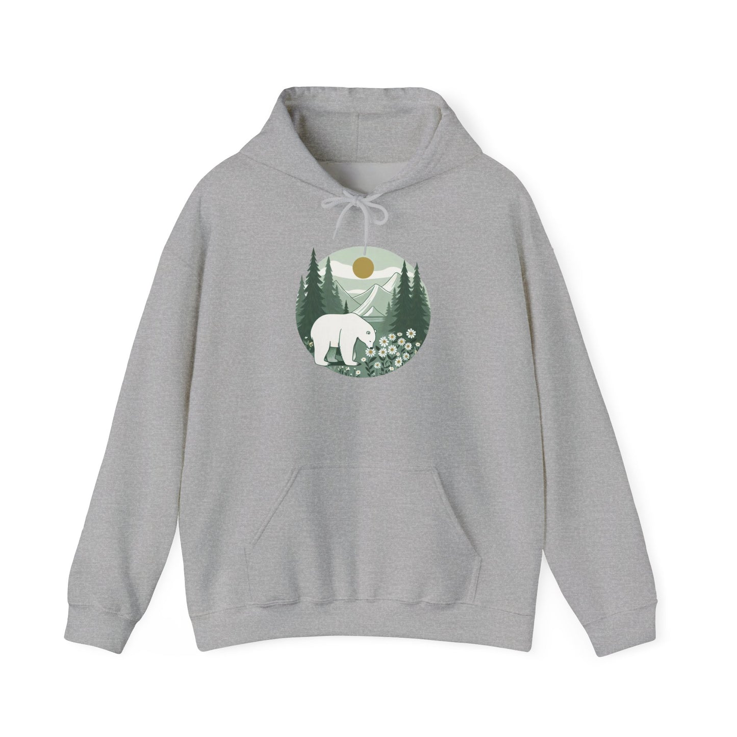 Polar Bear in the Pines Hoodie | Nature-Inspired Sweatshirt