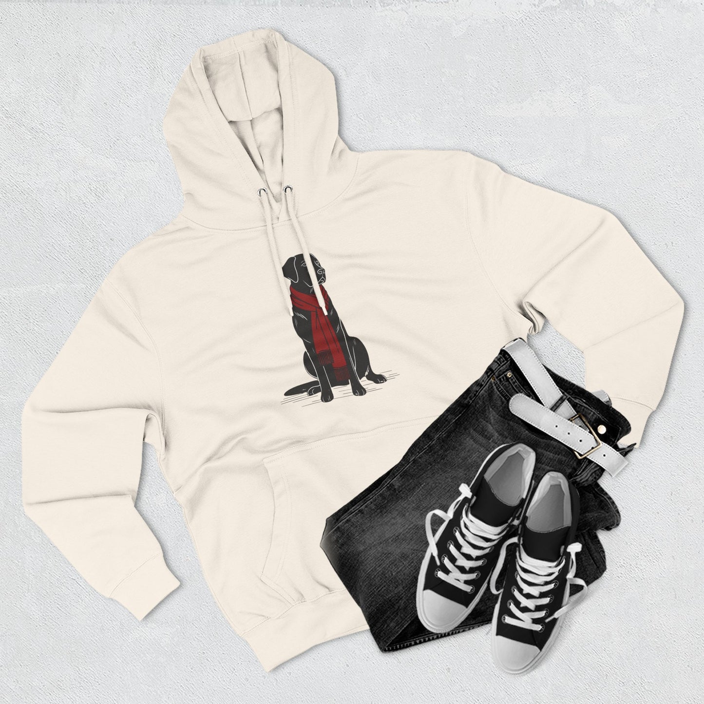 Black Lab Red Scarf Hoodie