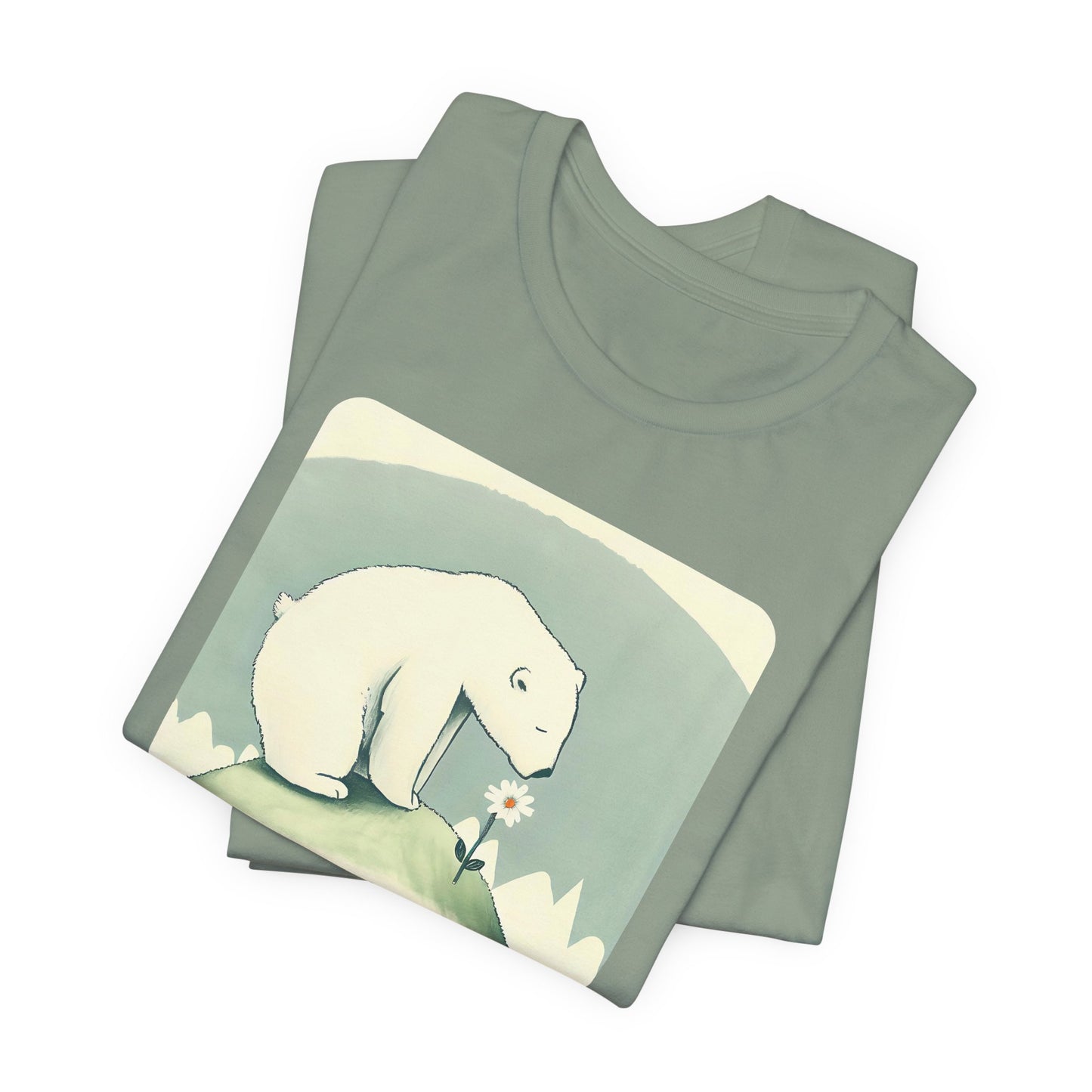 Polar Bear & Daisy Tee | Gentle Nature-Inspired Graphic Shirt